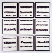 Gary Simmons, Case Grid, 2003. Charcoal on vellum, 9 works in a 3&#039; x 3&#039; grid, paper: 19 x 19 inches each; overall: 63 x 63 inches. MP D-277