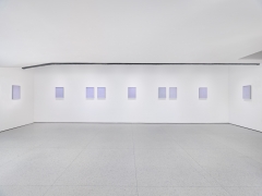 Crepuscule, 2015. Set of nine framed works, eaching containing two digital C-prints. In Photo-Poetics: An Anthology. Installation view, 2015. Guggenheim Museum, New York.