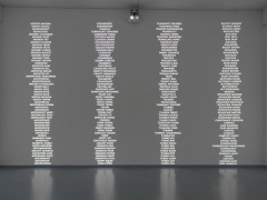 Trevor Paglen, &ldquo;Code Names of the Surveillance State.&rdquo; Installation view, 2014. Metro Pictures, New York.