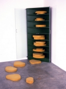 Martin Kippenberger, Japanese Garden Design for Interior, 1989. Wood, paint, foam rubber, glass, 65 x 66 x 35 inches plus foam shapes (sizes variable). MP 55