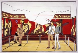 Cheyney and Eileen Disturb a Historian at Pompeii, 2005. Acrylic and ink on paper, 100 x 136 inches (254 x 345.4 cm). MP 6