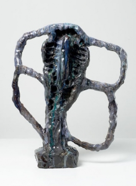 Clover Dear, 2007. Ceramic, formica pedestal. Sculpture: 20 x 17 x 18 inches (50.8 x 43.2 x 45.7 cm); pedestal: 40 x 20 x 20 inches (101.6 x 50.8 x 50.8 cm). MP 36