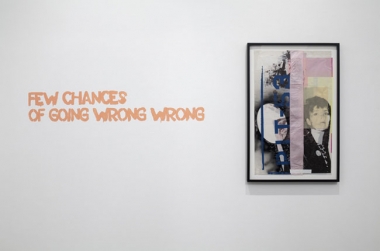 Paulina Olowska, Few chances of going wrong wrong, 2009. Silkscreen on paper and fabric, glue, colored gels, tape, foil, 34-5/8 x 21-1/2 inches (84.8 x 52.1 cm); framed: 38-5/8 x 25-5/8 inches (94.9 x 61.9 cm). MP D-48