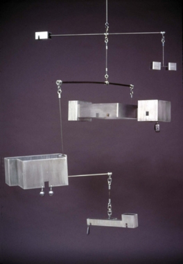 Repressed Spatial Relationships Rendered as Fluid, No. 6: St. Mary&#039;s Church and School (Cry Room in the Sky), 2002. Aluminum, steel, miniature Virgin Mary, plexi-glass. MP 02-18