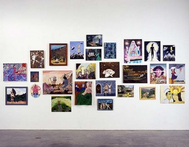 Jim Shaw, Paintings Found in an O-ist Thrift Store - Pre-History, 2002. 24 mixed media paintings, dimensions variable. MP 148-E
