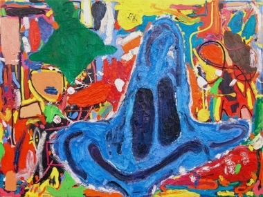 Blauer Schlumpf (Blue Smurf), 2009. Oil on canvas, 70.87 x 94.49 inches (180 x 240 cm). MP 41