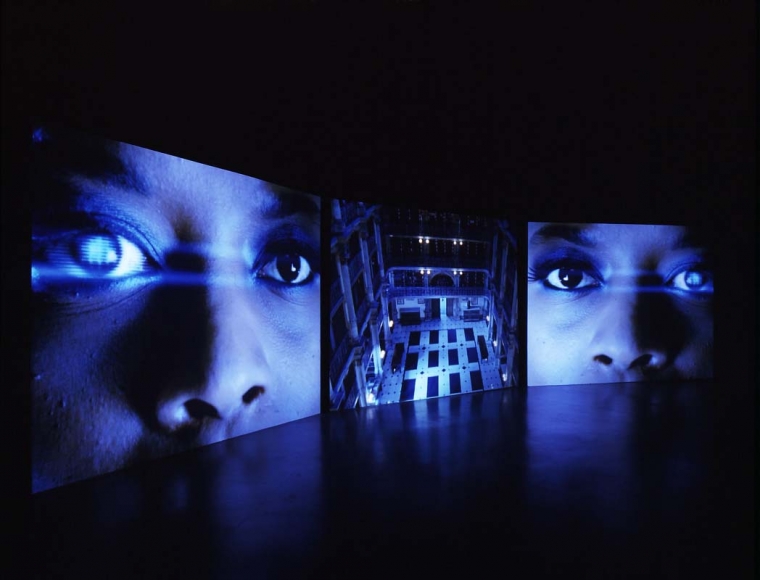 Baltimore, 2003. Three Screen DVD installation with sound, dimensions variable.